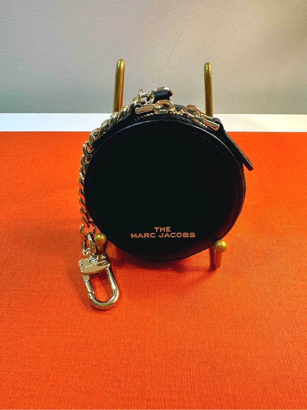Marc Jacobs Leather Round Coin Purse Charm with Gold Hardware